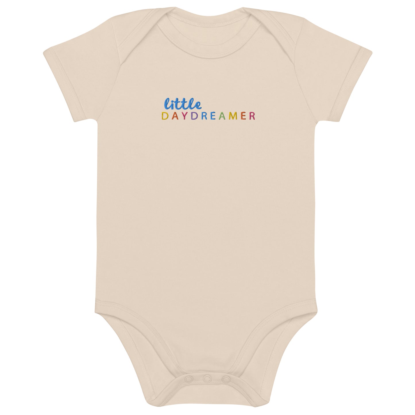 Little.Daydreamer // Babystrampler aus Bio-Baumwolle // Unisex // Stick (Front)