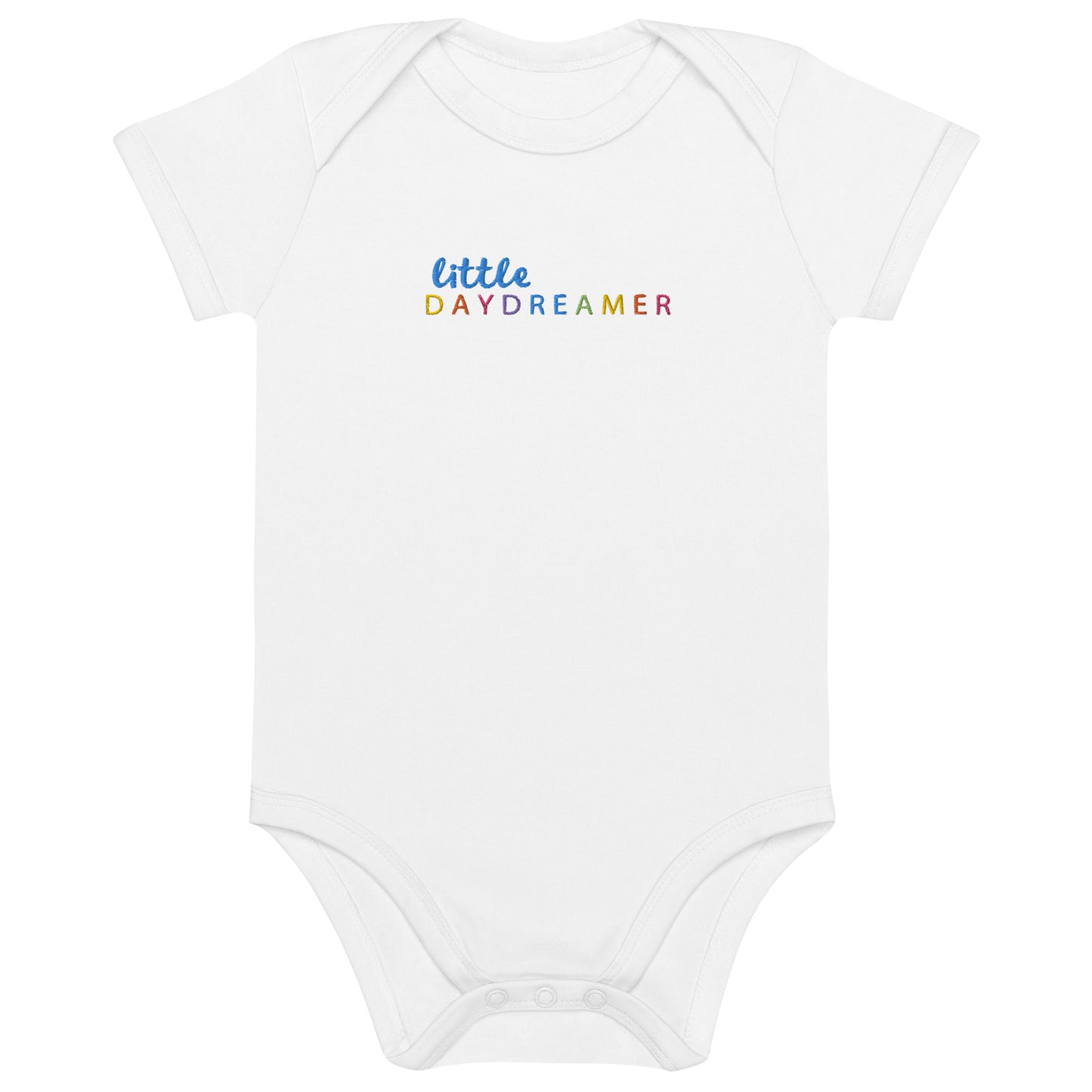 Little.Daydreamer // Babystrampler aus Bio-Baumwolle // Unisex // Stick (Front)