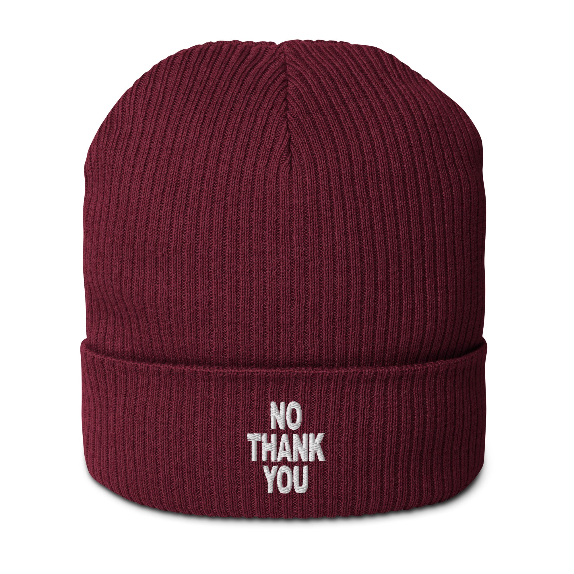 No.thank.you // Gerippte Bio-Beanie // Stick (Front)