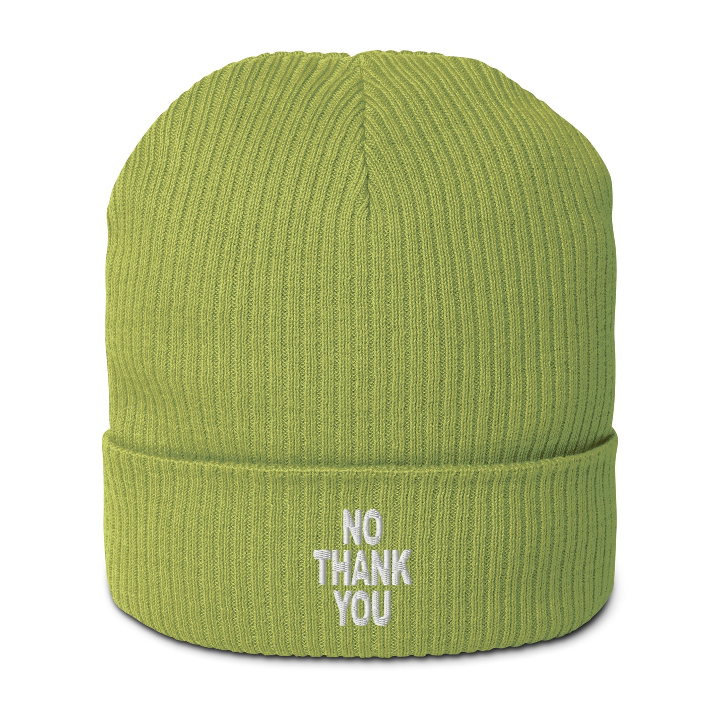 No.thank.you // Gerippte Bio-Beanie // Stick (Front)