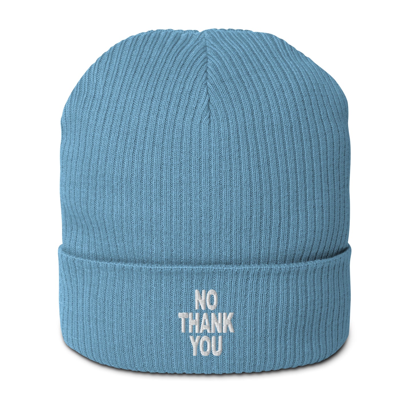 No.thank.you // Gerippte Bio-Beanie // Stick (Front)