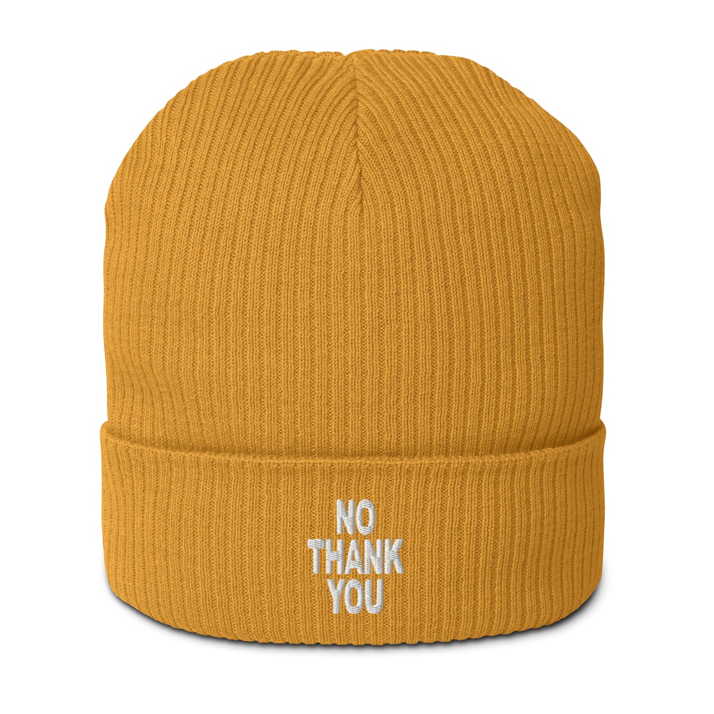 No.thank.you // Gerippte Bio-Beanie // Stick (Front)