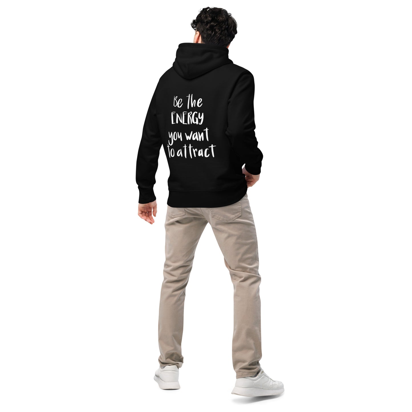 Be.the.energy // Stick (Front) + Print (Back) // Umweltfreundlicher Unisex-Kapuzenpullover