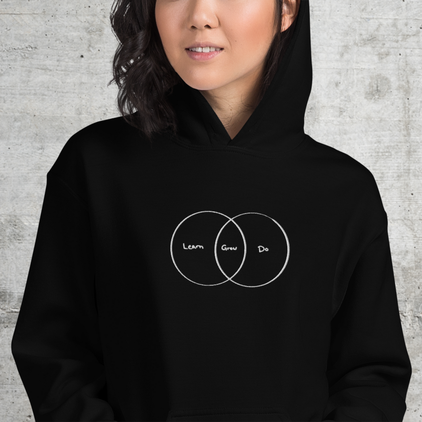 Learn.Grow.Do // Unisex Hoodie // Stick (Front) + Print (Back)