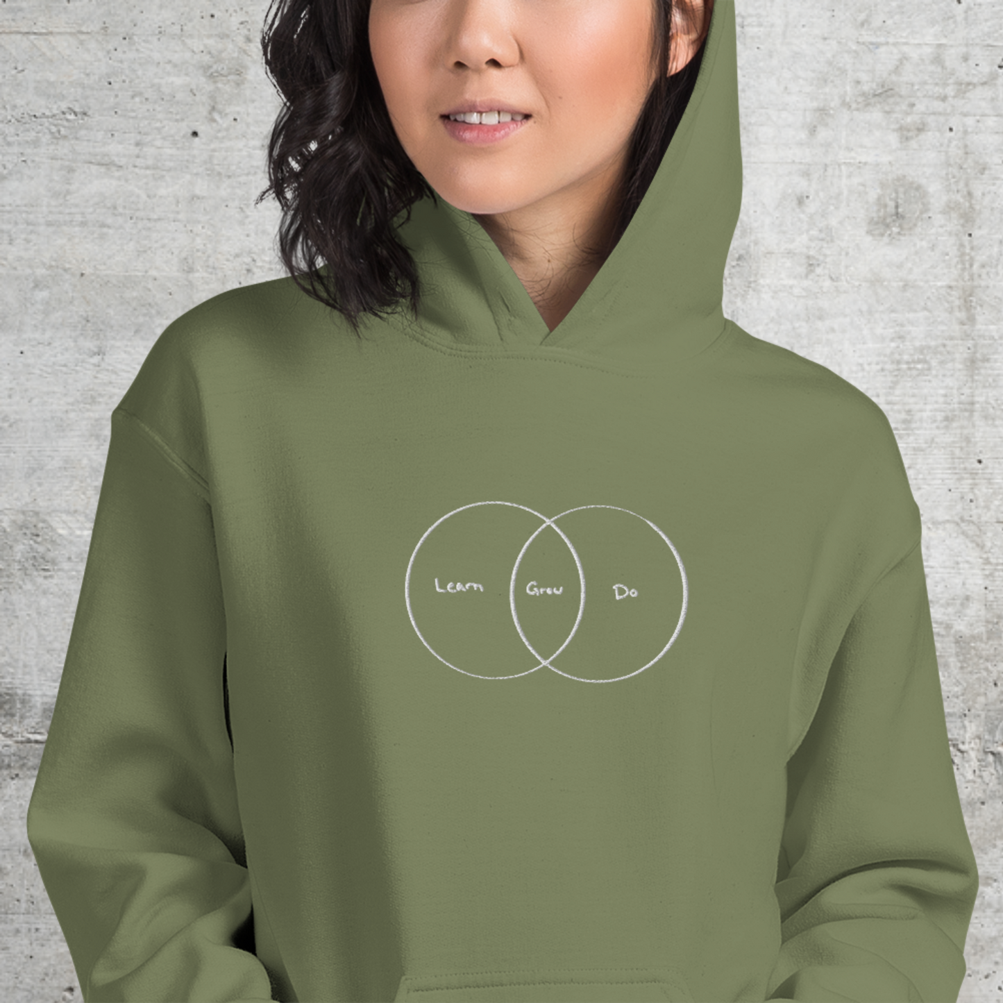 Learn.Grow.Do // Unisex Hoodie // Stick (Front) + Print (Back)