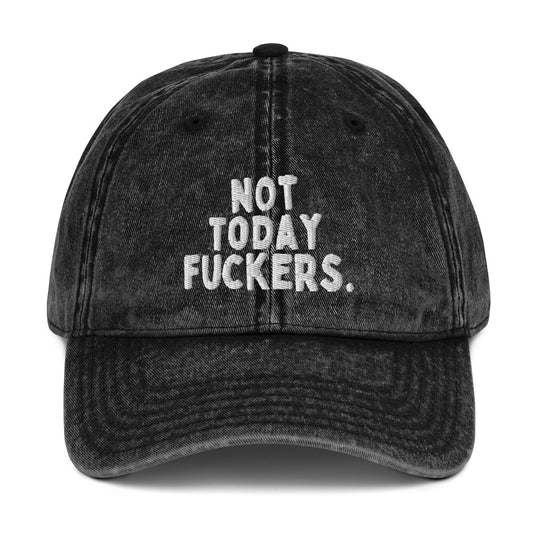 Not.today.fuckers. // Vintage Baumwoll-Cord Cap // Stick (Front)