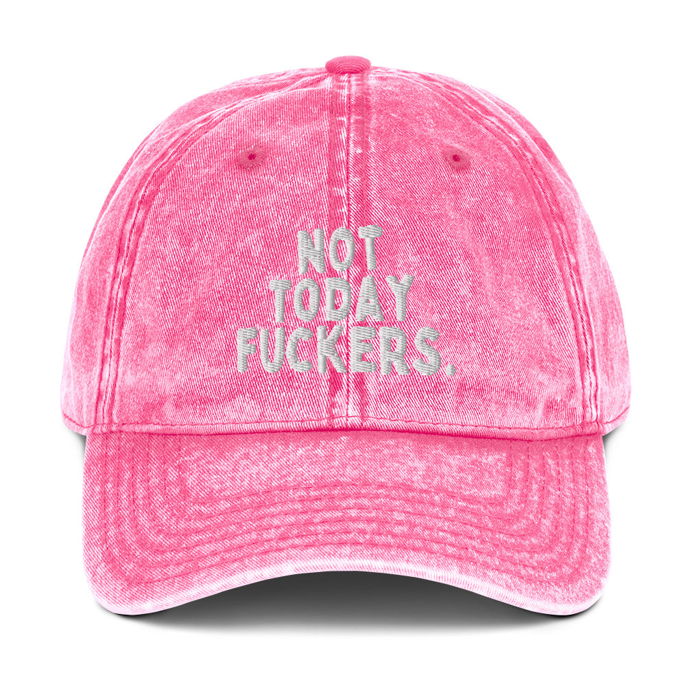 Not.today.fuckers. // Vintage Baumwoll-Cord Cap // Stick (Front)
