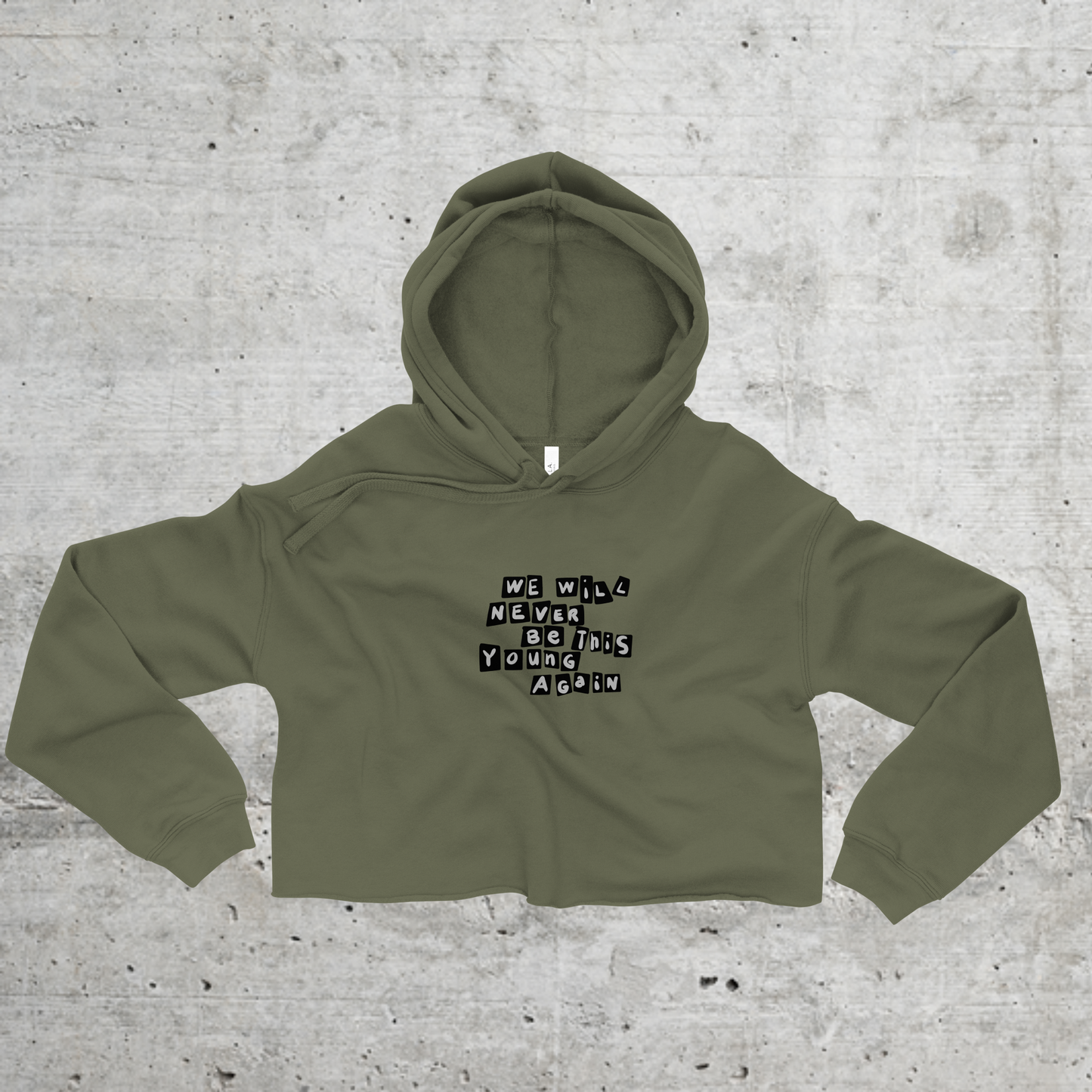 Never.be.this.young // Unisex Cropped-Hoodie // Print (Front)